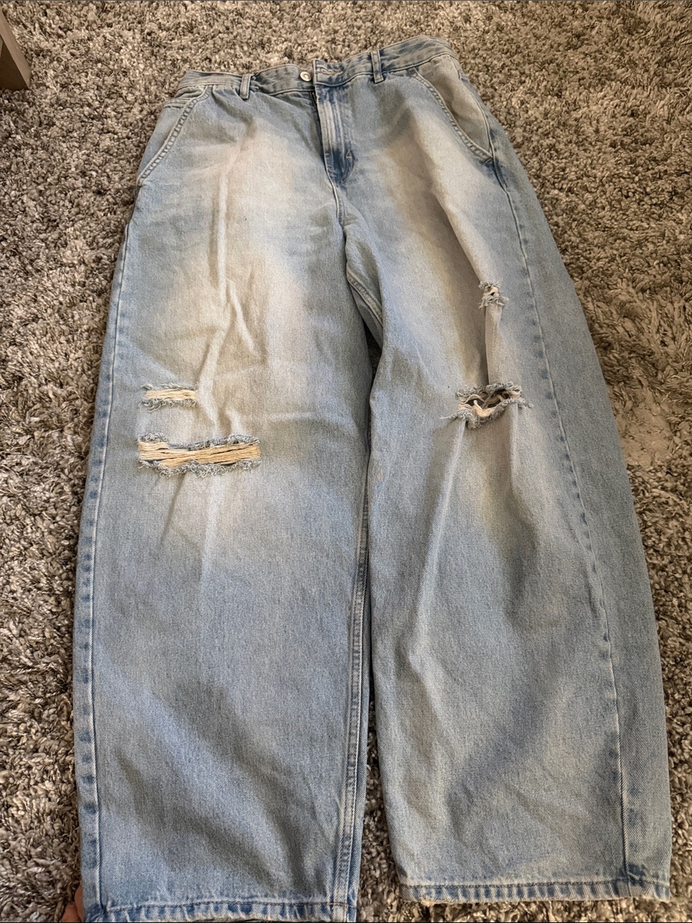 Zara Light Wash Distressed Boyfriend Jeans